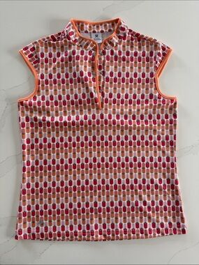 Daily Sports Sleeveless Printed Golf Polo - Orange & Pink